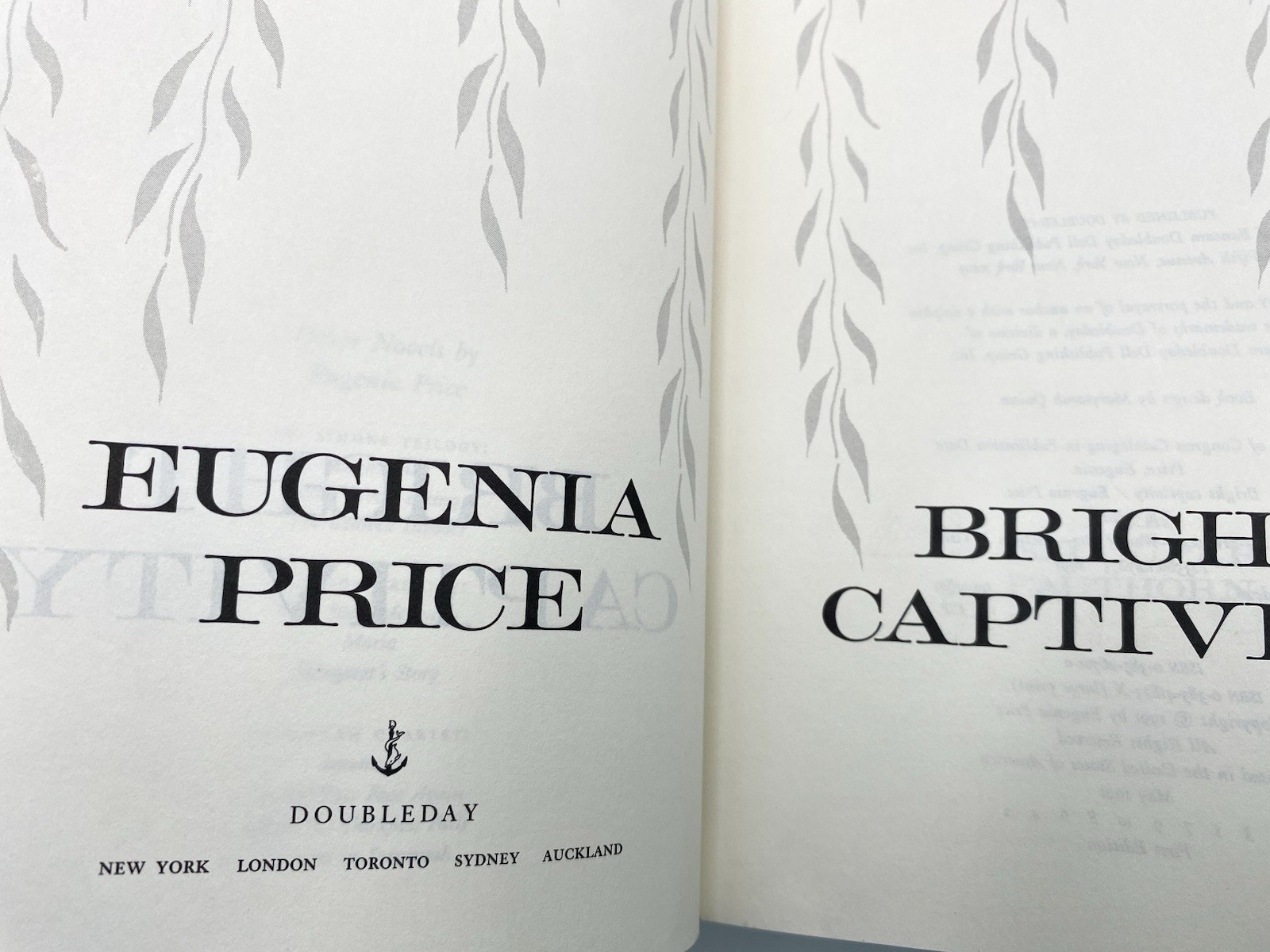 BRIGHT CAPTIVITY [Book One of the Georgia Trilogy] , Price, Eugenia First Edtion