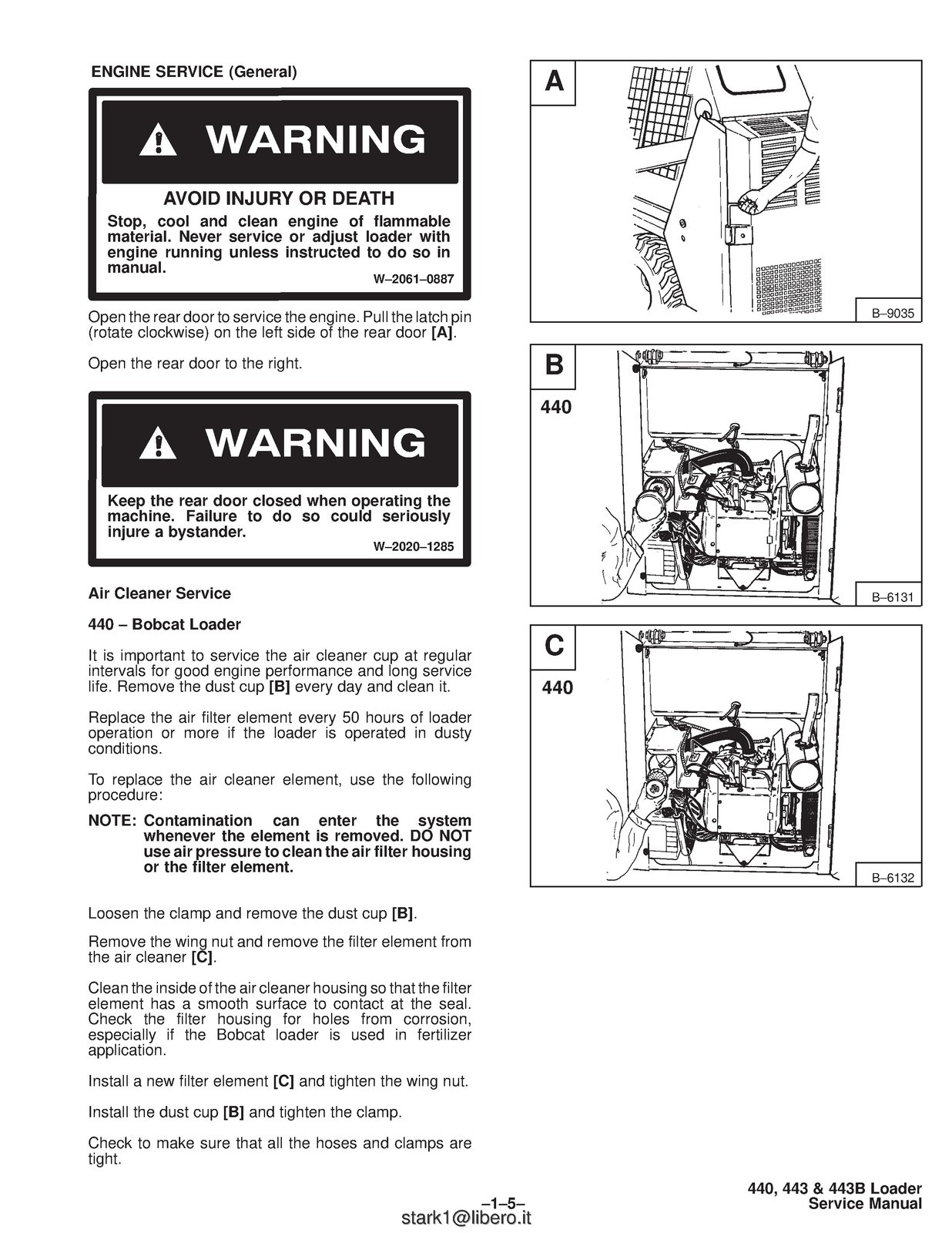BOBCAT 440 443 443B Skid-Steer Loader Service Manual 1995, FOLDOUTS
