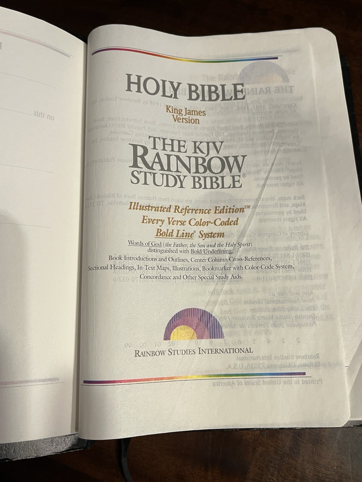 The KJV Rainbow Study Bible Illustrated Reference Edition 1998 black Color-coded