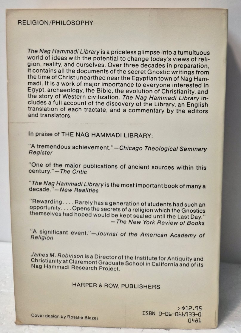 NAG HAMMADI LIBRARY: J. M. Robinson Very Good/PB/1981 (see photos:)