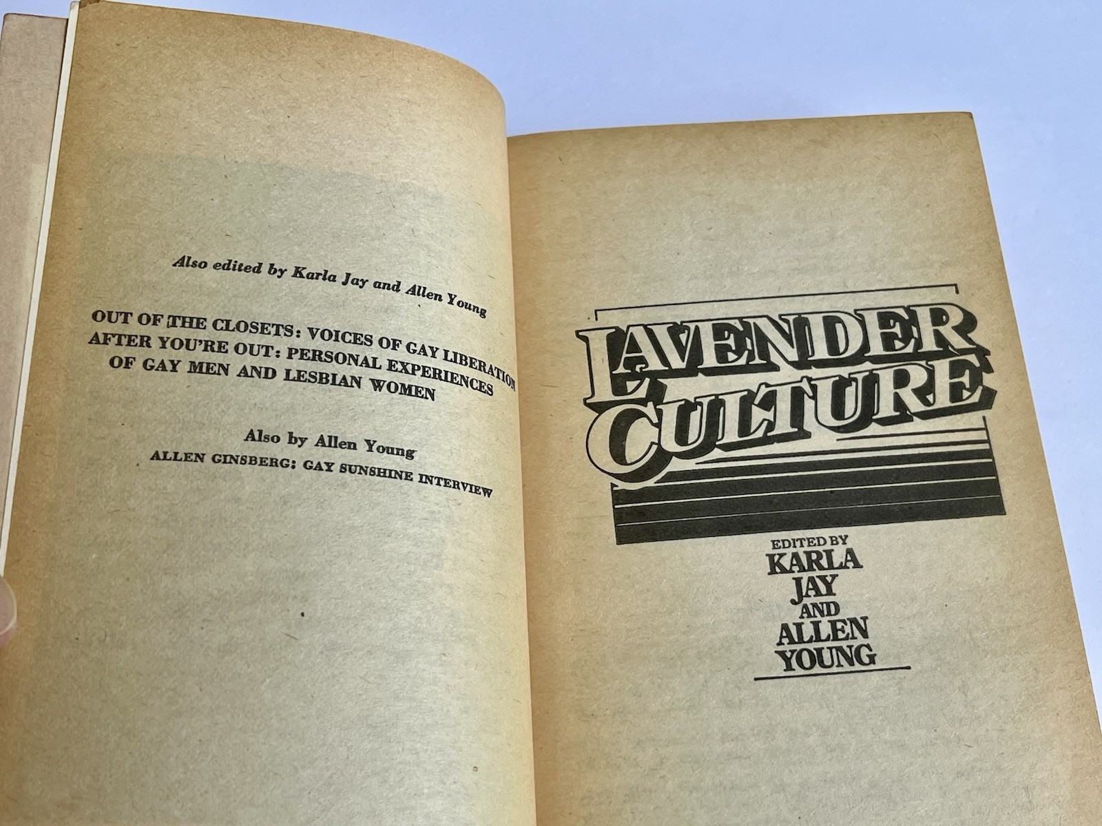 Vintage Gay Lesbian Book 1979 “Lavender Culture” LGBTQ