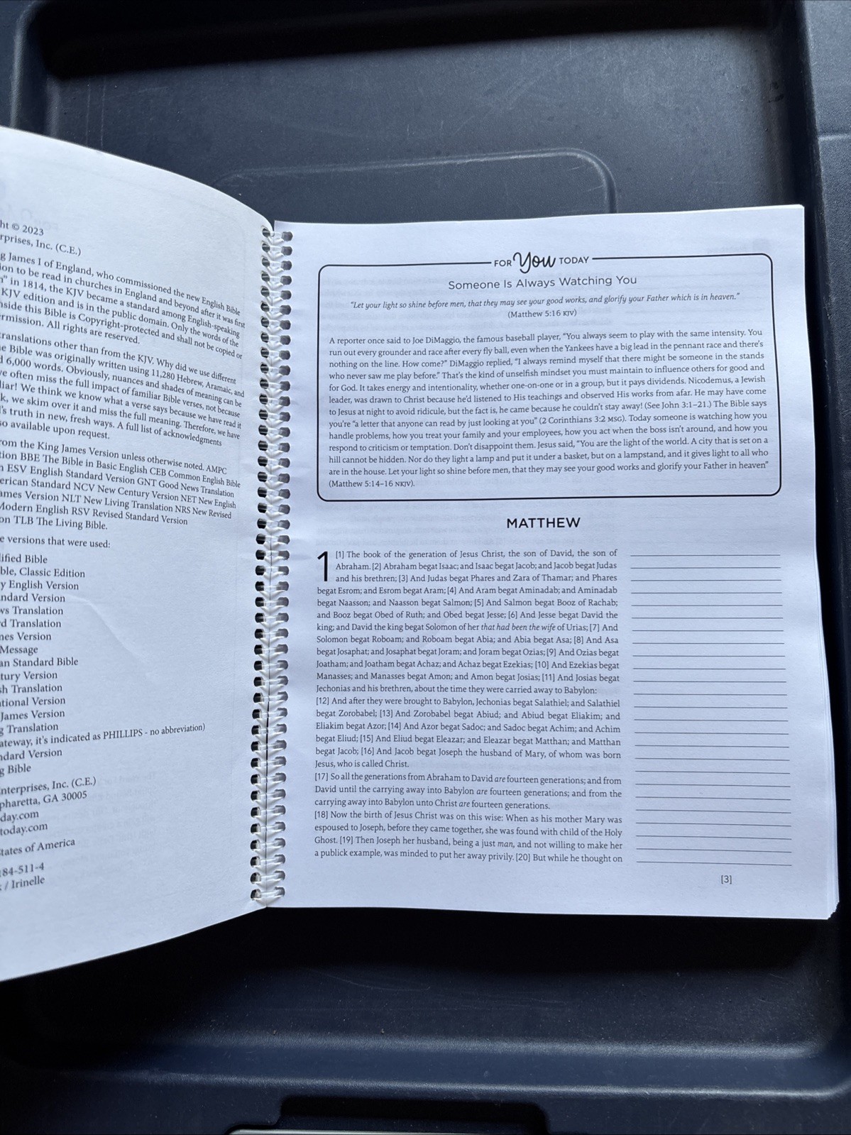 The New Testament King James Version Spiral Bound Paperback Special Notetaking