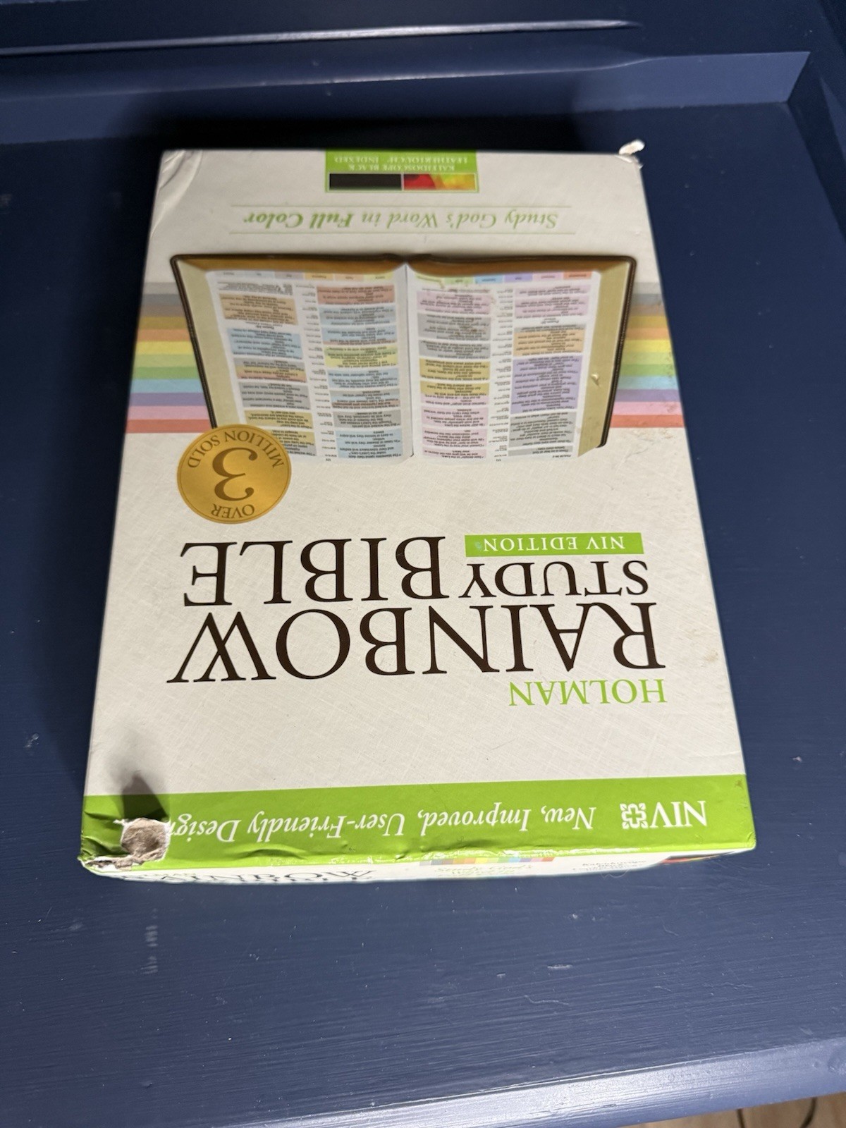 NIV Rainbow Study Bible, Black Leather Touch Kaleidoscope Indexed Holman