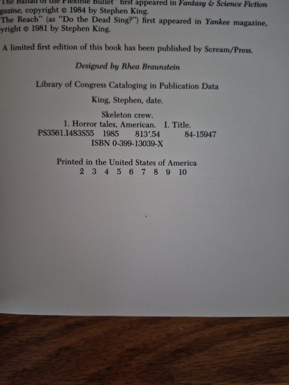 Skeleton Crew by Stephen King (1st Edition) Absolutely Beautiful FINE/FINE Copy
