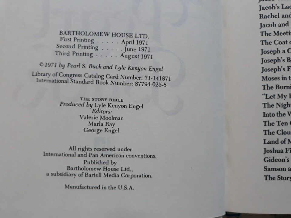Vintage 1971 The Story Bible by Pearl S. Buck Hardcover w/ Dust Jacket Religious