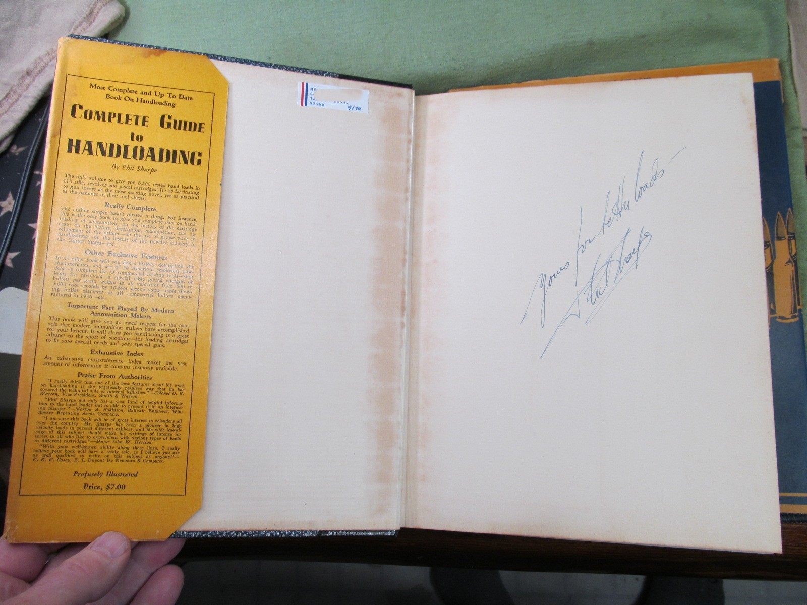 Complete Guide to Handloading 1937 1st Ed Signed w/1942 Supplement – Phil Sharpe