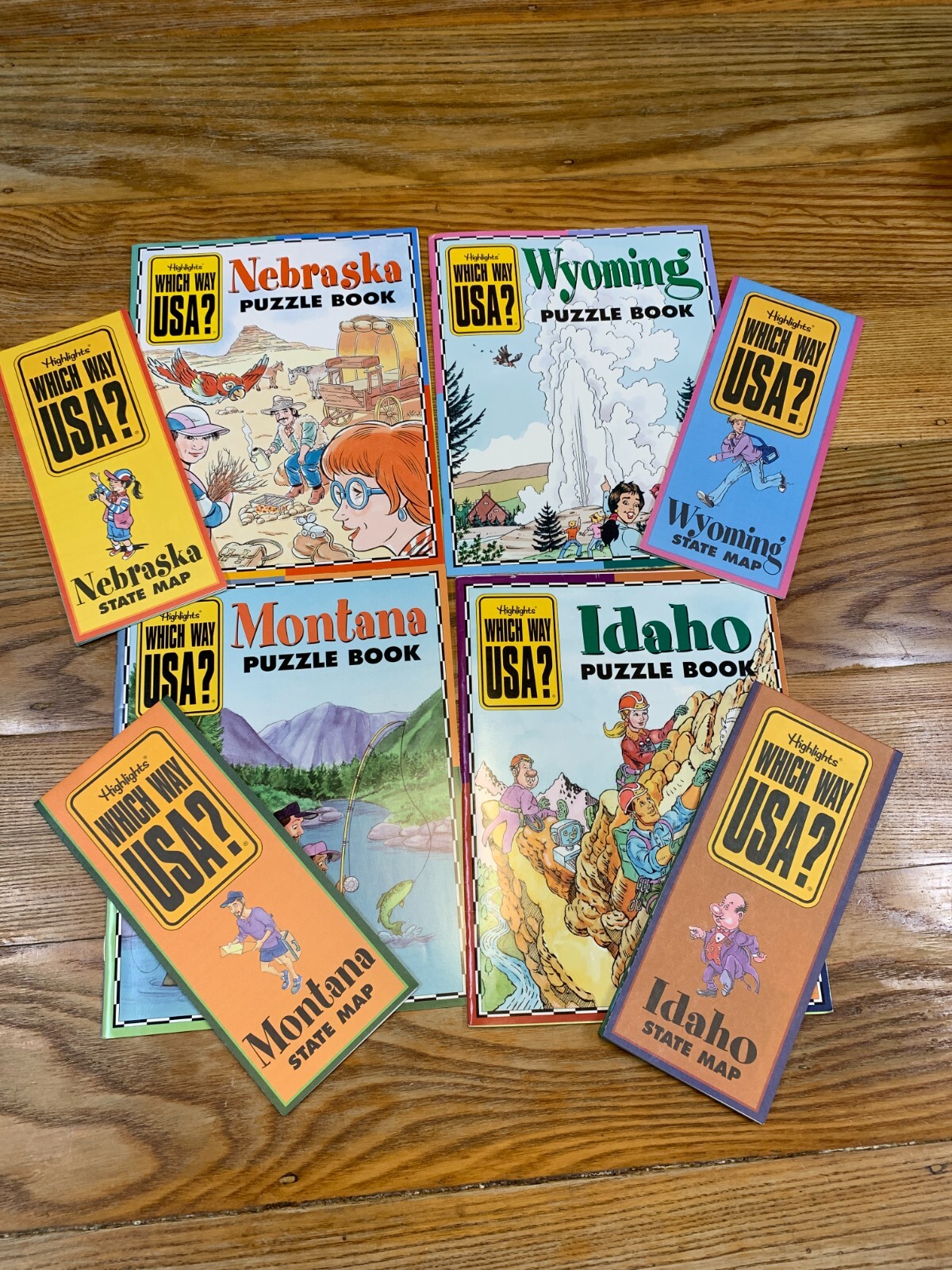 Highlights WHICH WAY USA Puzzle Books & Maps Montana Idaho Wyoming and Nebraska