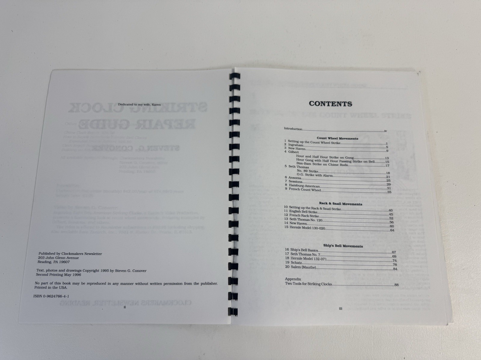 STRIKING CLOCK REPAIR GUIDE Steven G Conover Comb-Bound 1st/2nd Softcover 1996
