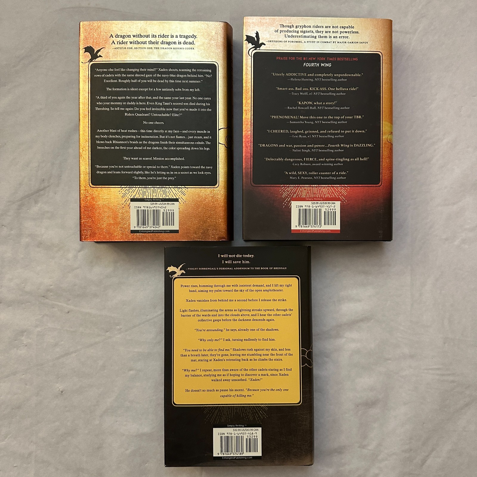 3 The Empyrean Series Books by Rebecca Yarros / Fourth Wing, Iron Flame, Onyx