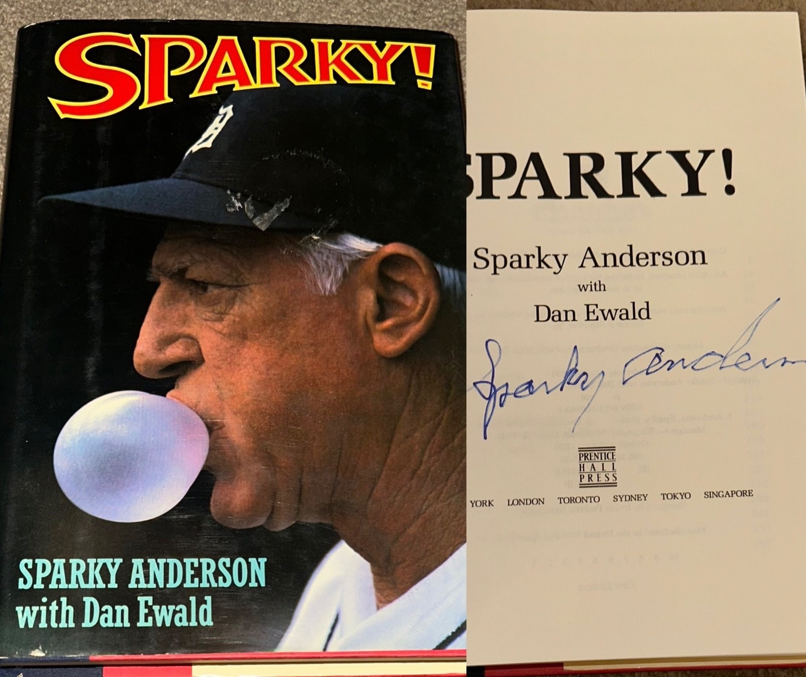 SPARKY ANDERSON SIGNED BOOK SPARKY AUTOGRAPHED