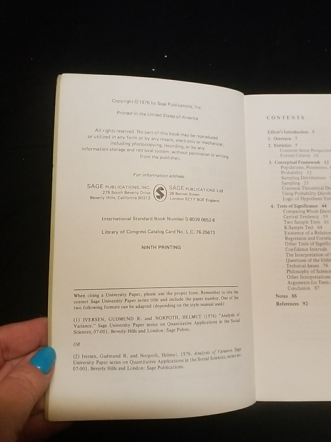 Series: Quantitative Apps in Social Sciences #4, 1976 Tests of Significance