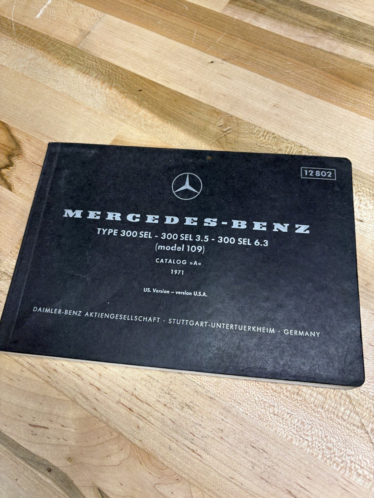 MERCEDES 300SEL 6.3 3.5 GLOVEBOX PARTS CATALOG A 1971 USA VERSION #2 12802