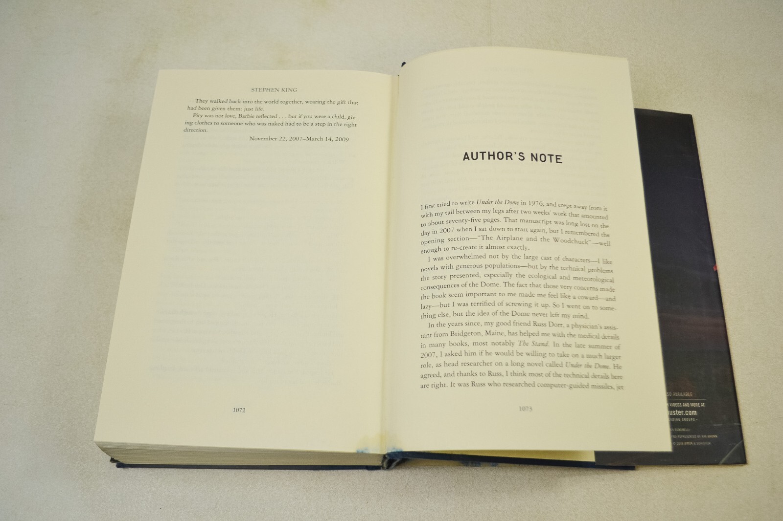 Under the Dome 2009 1st Edition First Printing Stephen King Hardcover