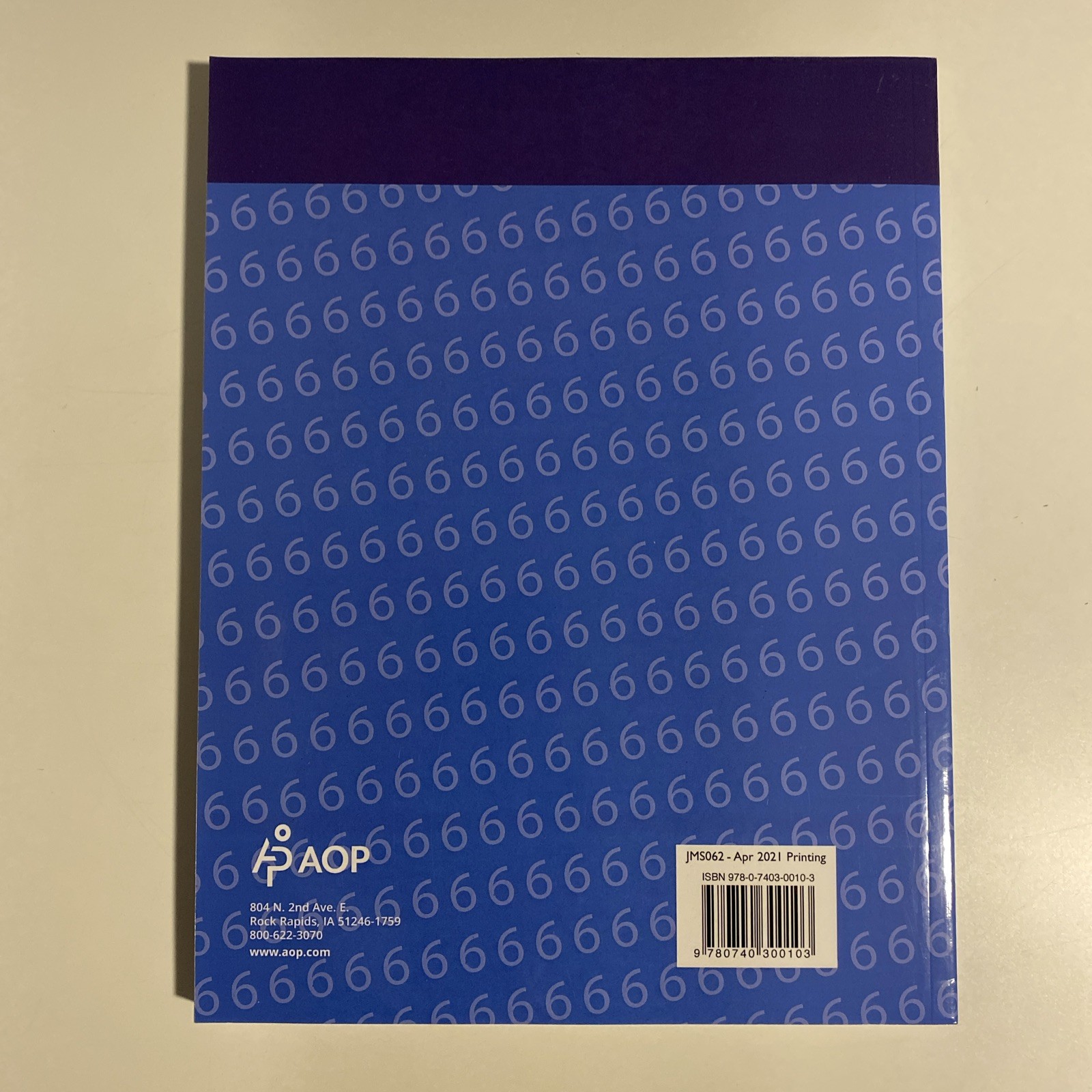 Horizons Math 6, Grade 6: Student Workbook, Book 2 – Clean Pages, Like New