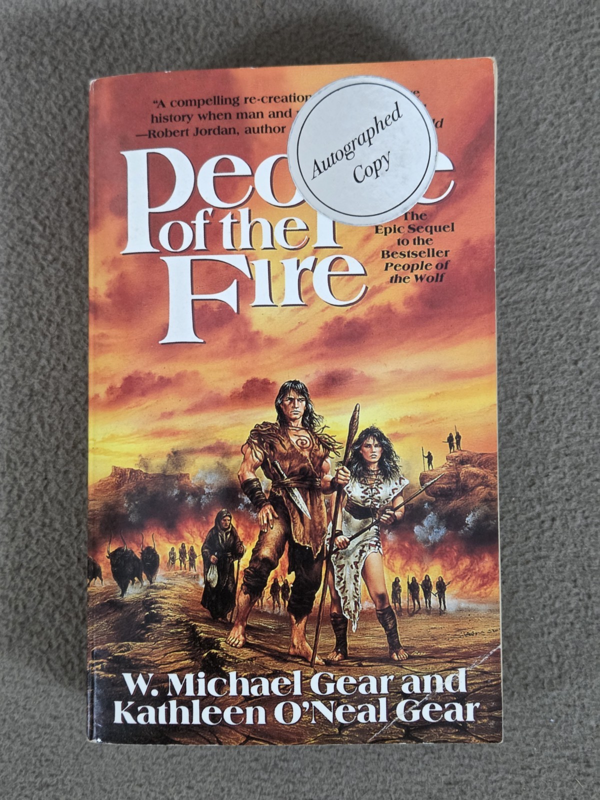 Autographed People of the Fire Gear 1991 17th Printing Prehistoric Fiction TOR