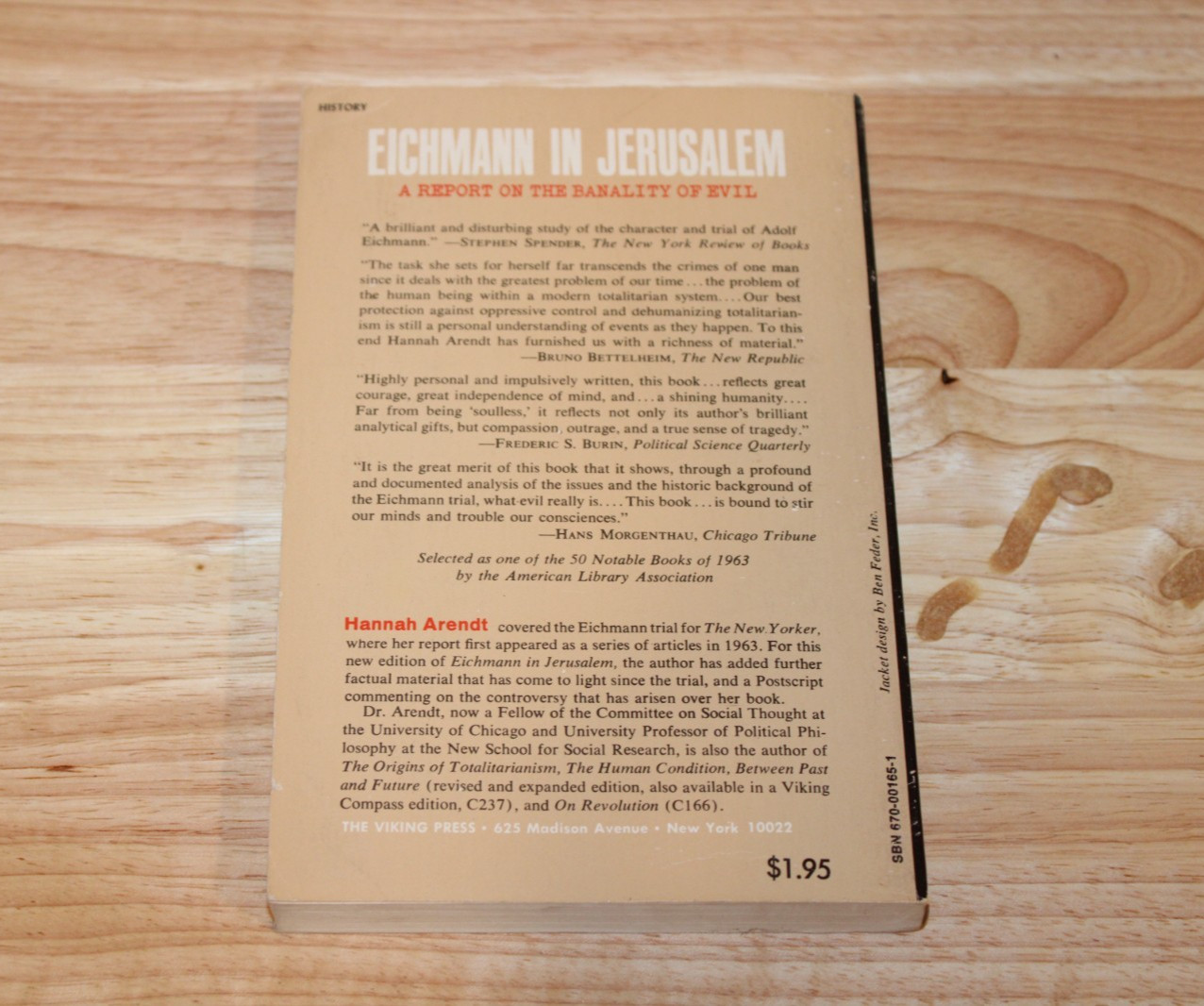 Eichmann in Jerusalem A Report on the Banality of Evil Hannah Arendt Viking PB