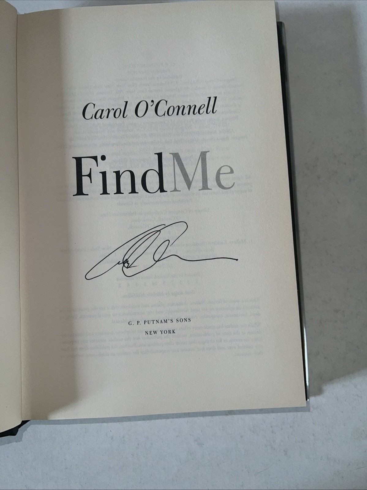 Signed: Find Me by Carol O’Connell HB/DJ 1st Edition, Bk162