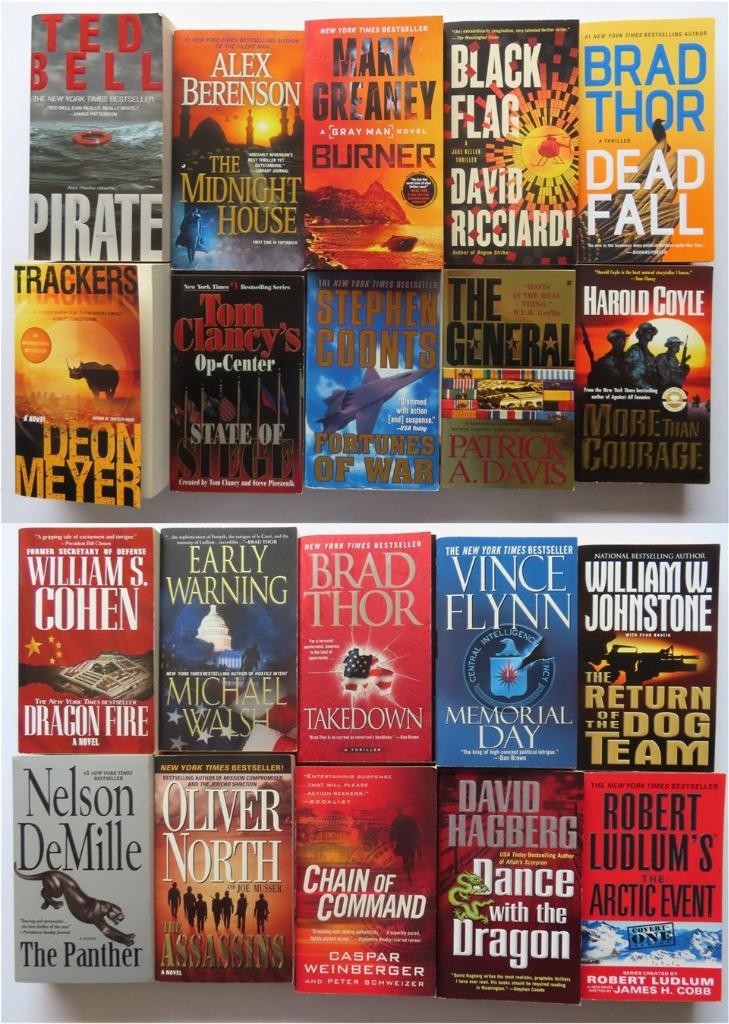 Lot of 20 Thriller / Adventure Paperbacks Current Titles & Authors VG Condition