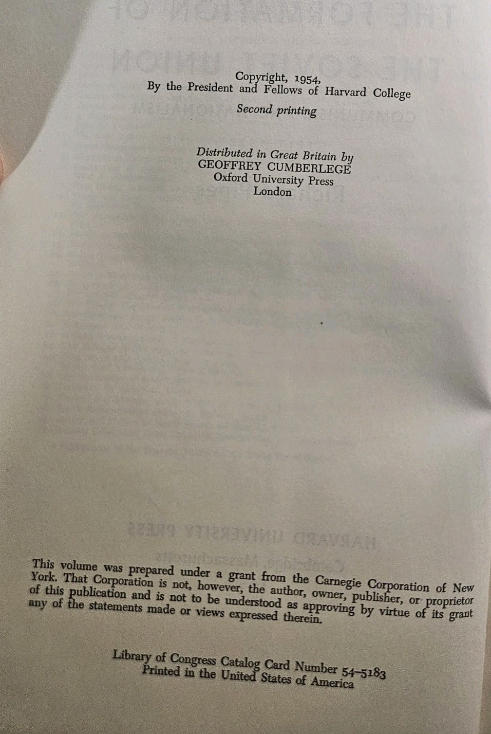 Formation of the Soviet Union: Communism and Nationalism, Richard Pipes 1954
