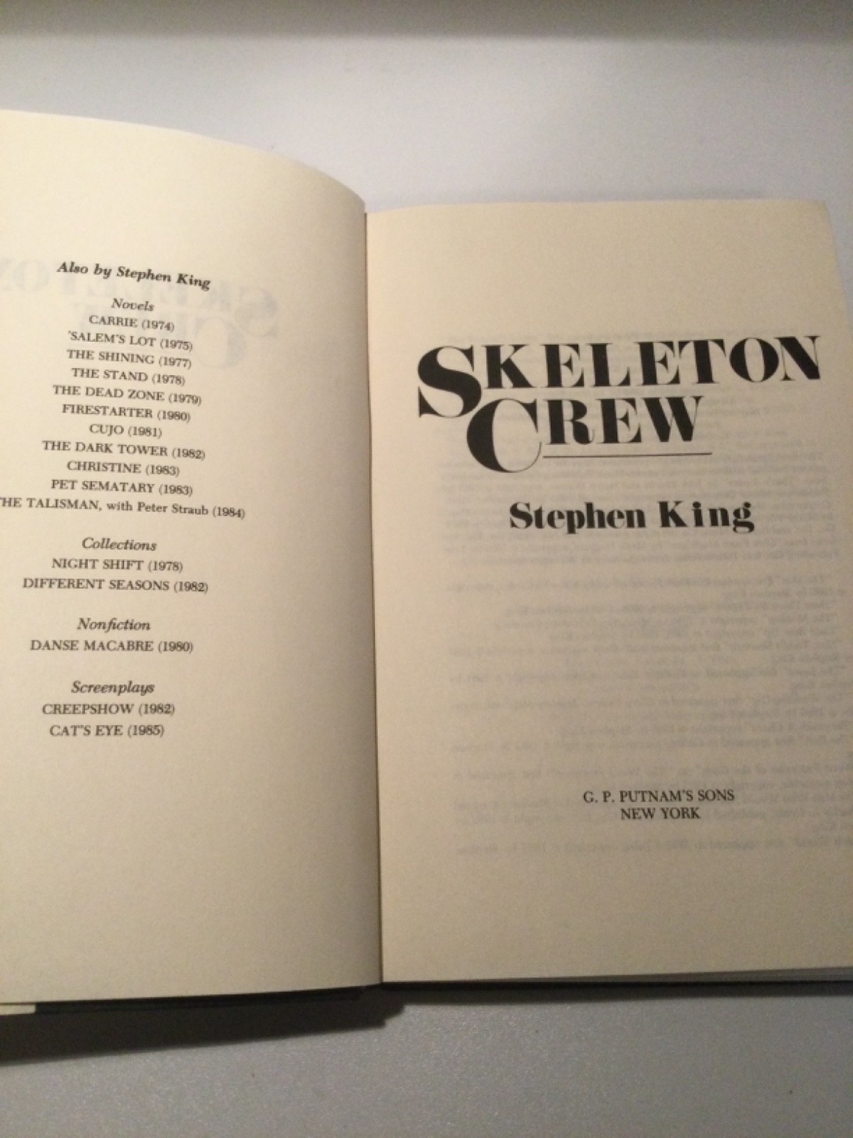 Skeleton Crew Stephen King 1985 Hardcover BCE Vintage Book Club Edition