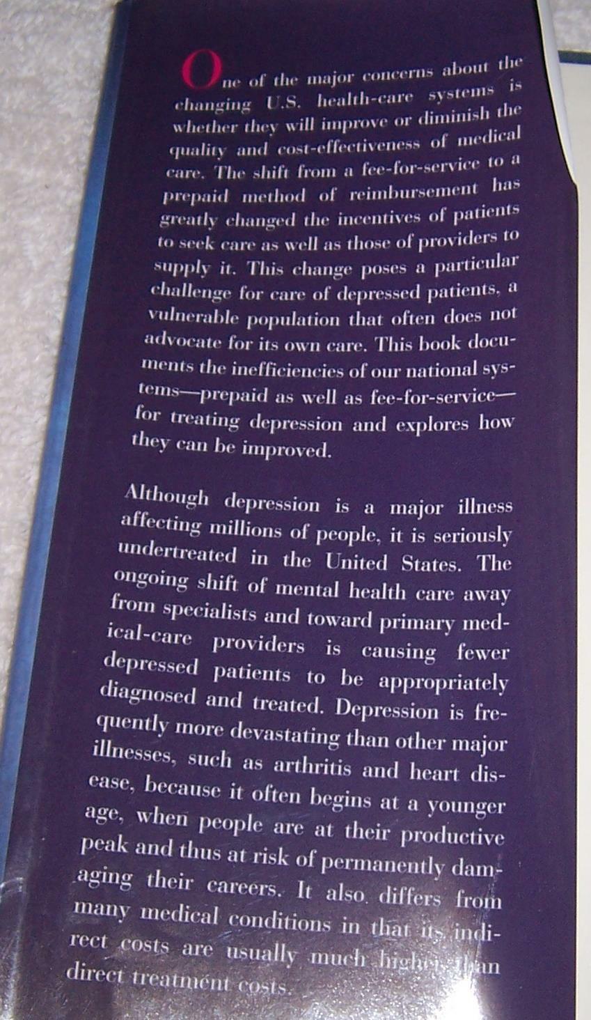 Caring for Depression Kenneth B. Wells Roland Sturm Cathy Sherbourne hc/dj