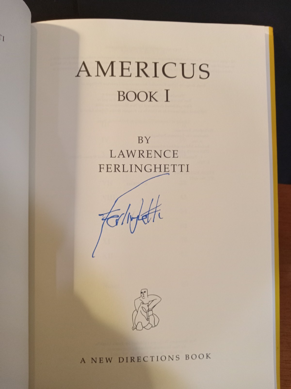 SIGNED LAWRENCE FERLINGHETTI AMERICUS BOOK I POETRY