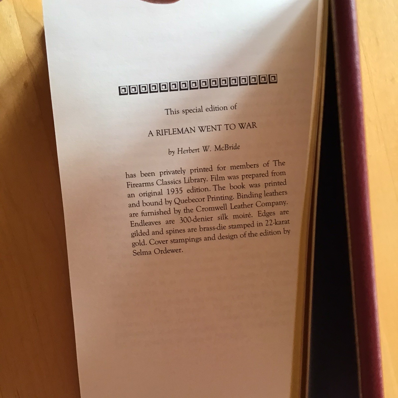 A Rifleman Went To War Leather Bound Special Edition