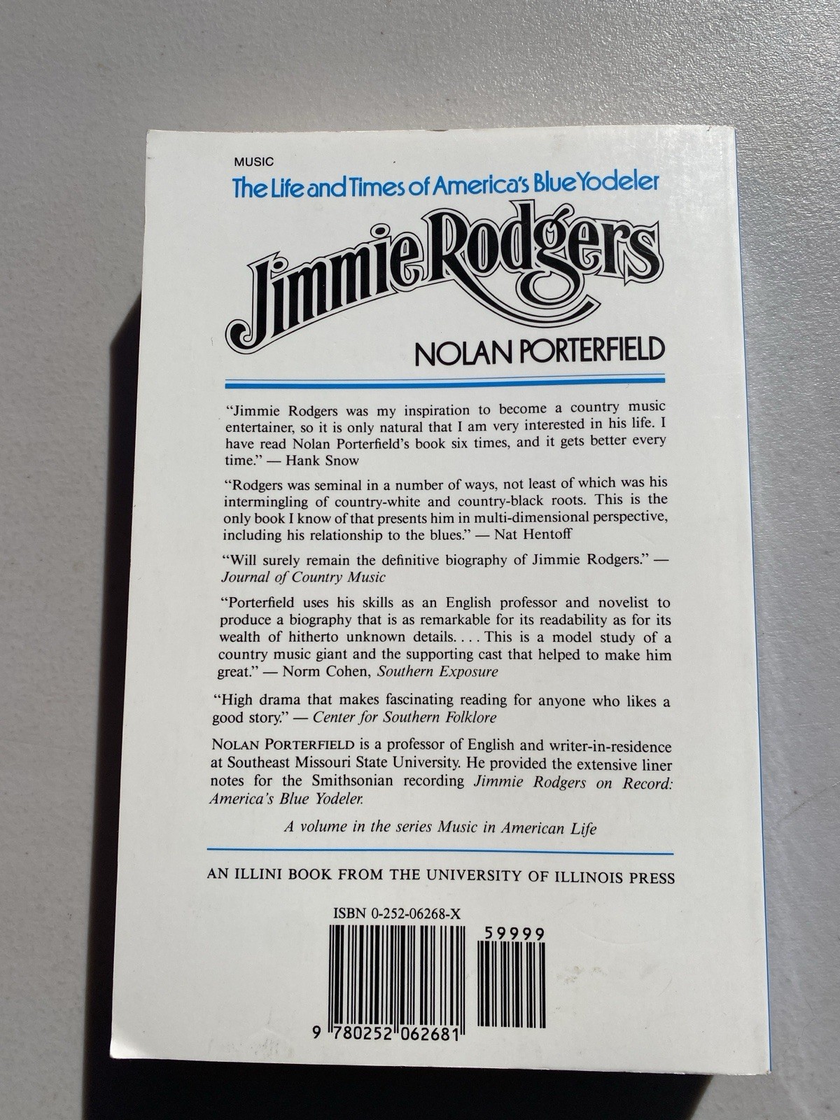 Jimmie Rodgers Nolan Porterfield PB 1992 Signed