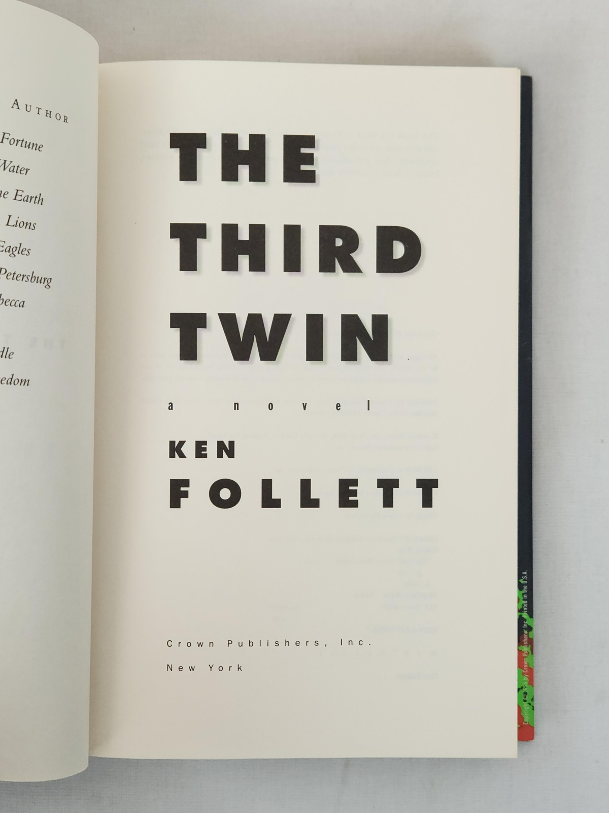 The Third Twin by Follett – 1st Edition
