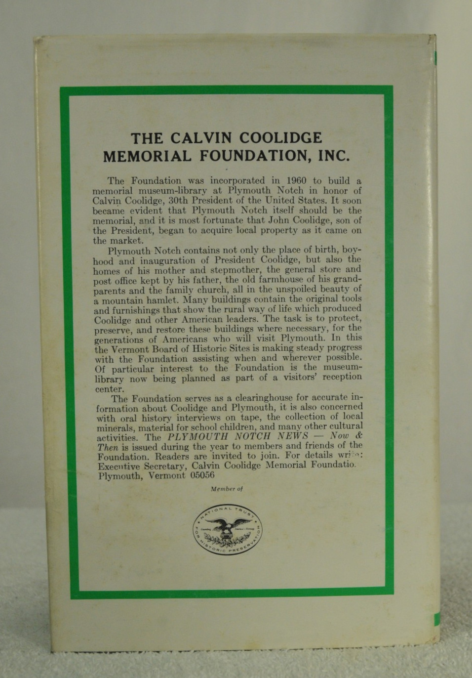 The Autobiography of Calvin Coolidge Copyright 1929 3rd Printing 1984 HC DJ USA