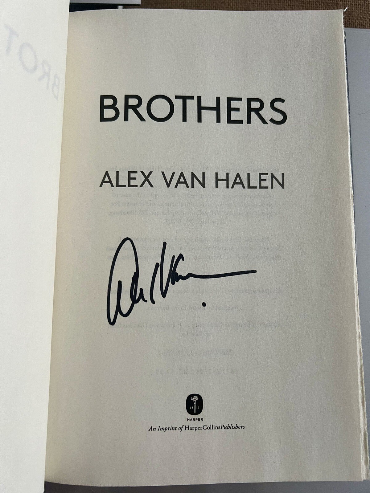 ALEX VAN HALEN SIGNED BOOK BROTHERS AUTOGRAPH HARD COVER ROCK N ROLL GUITAR