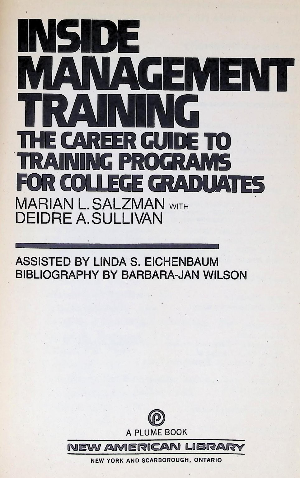 Inside Management Training Salzman 1985 First Printing Career Guide Plume NAL