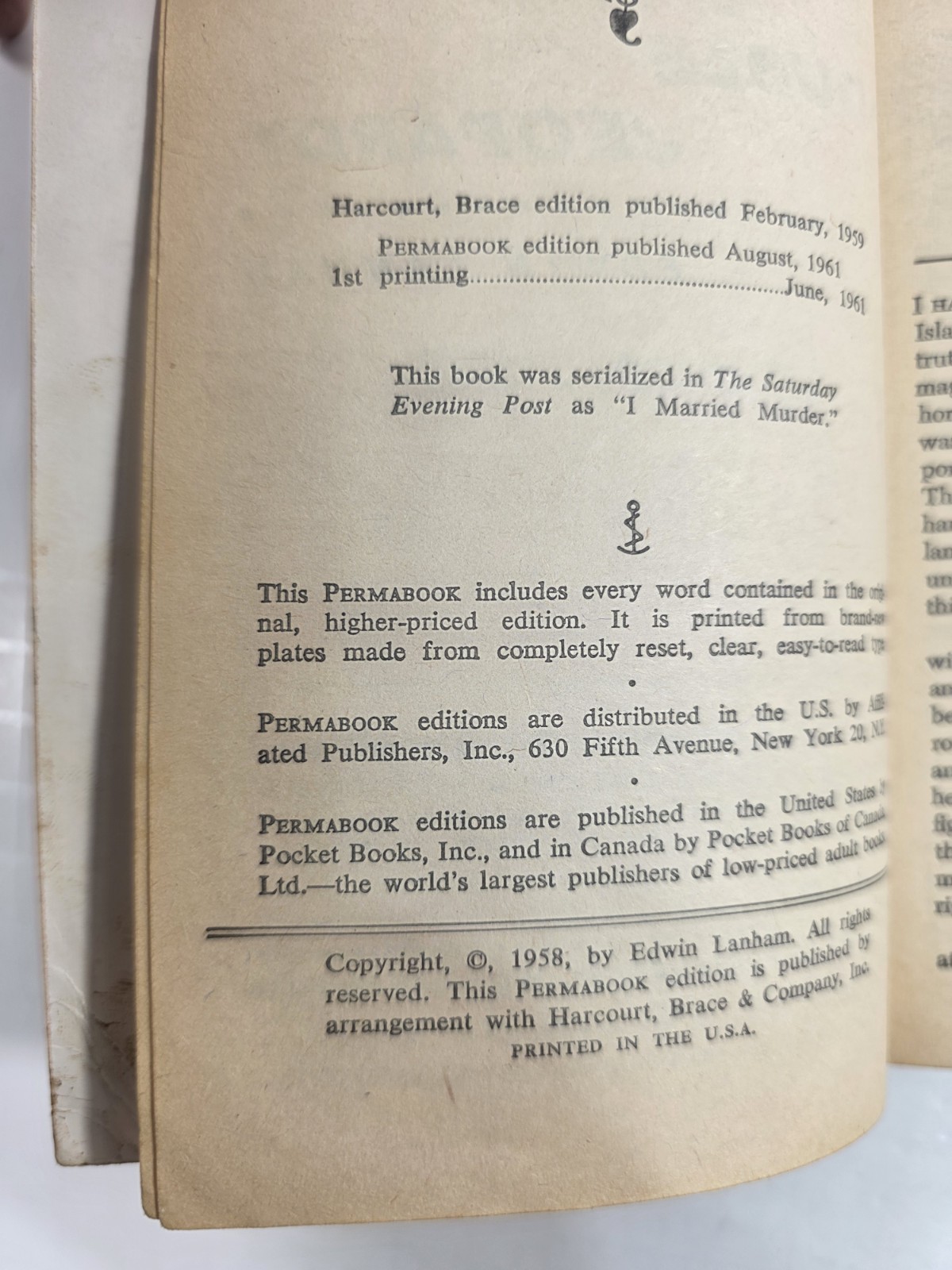 Double Jeopardy Permabook Aug 1961 Edwin Lanham Mystery Cover Harry Bennett