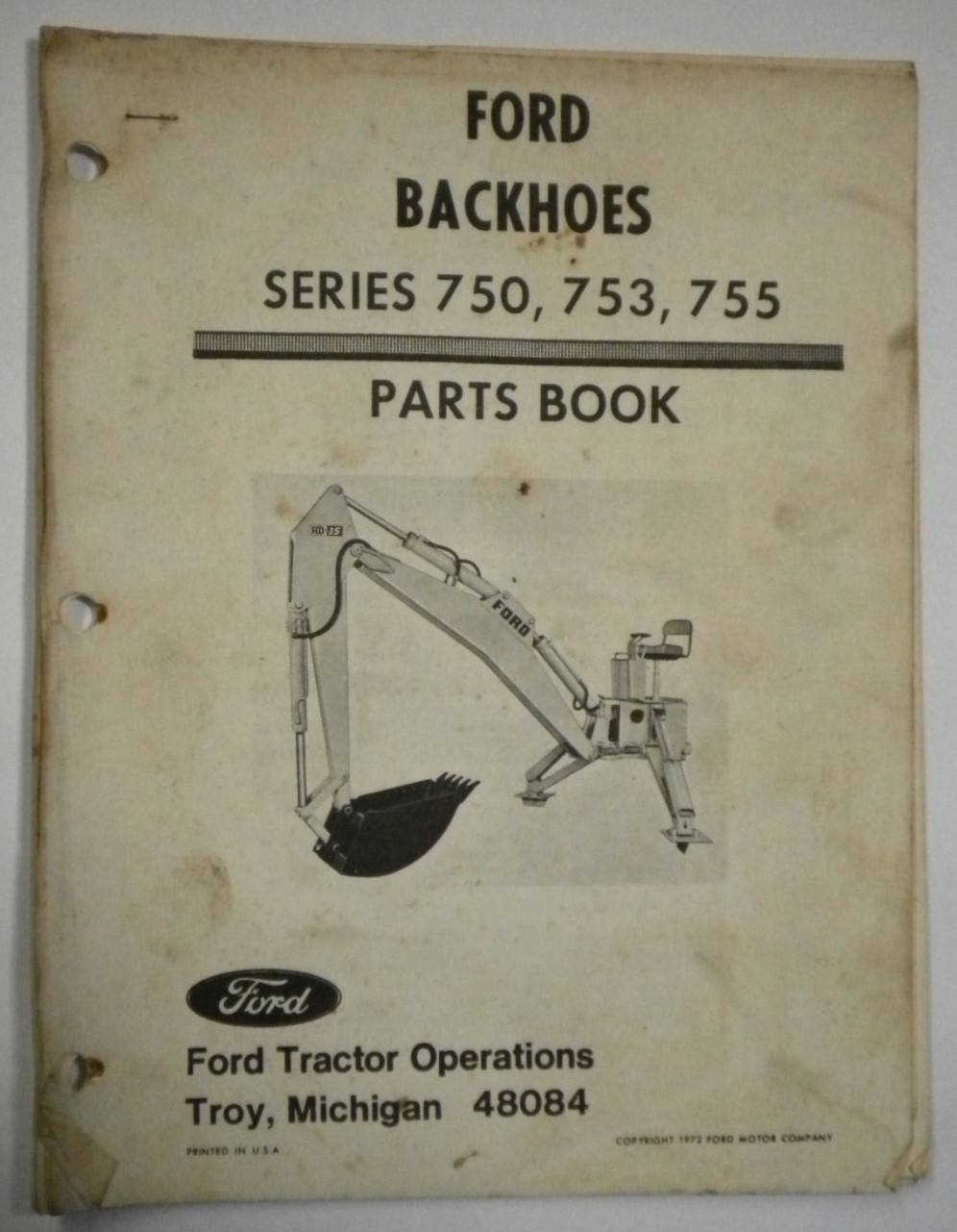 Vintage 1972 Ford Backhoes 750 753 & 755 Official Original Parts Book 70s OEM