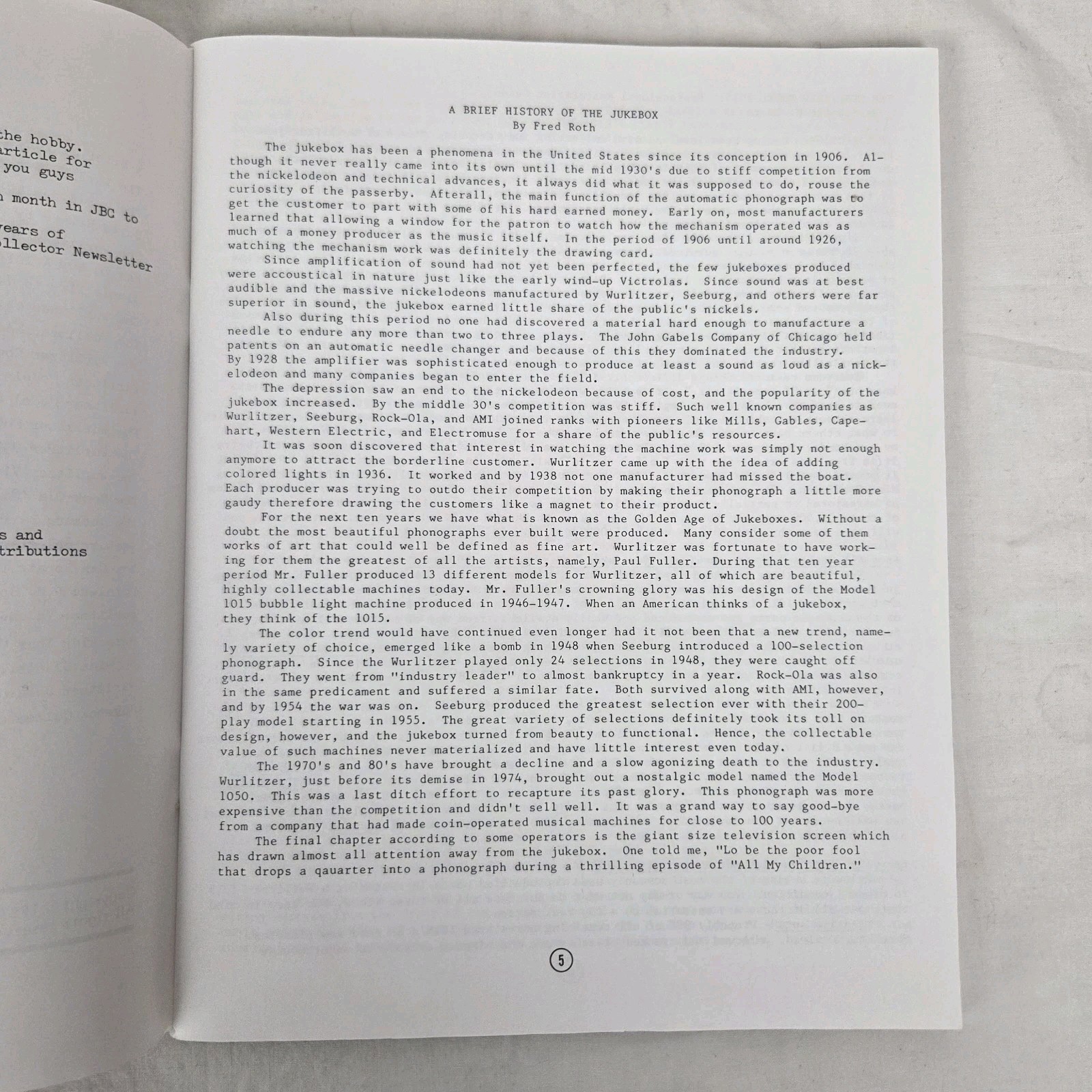 Jukebox Restoration Articles Tips & Techniques Wurlitzer Repair Reference Book