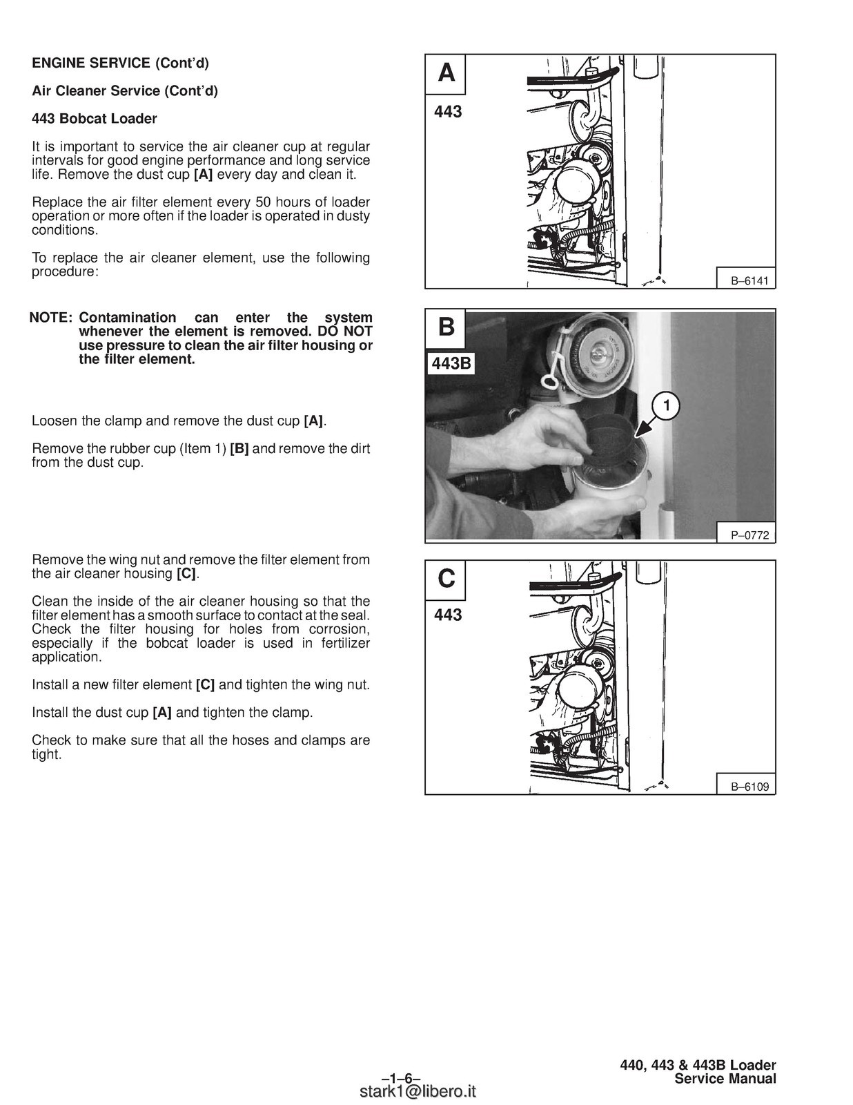 BOBCAT 440 443 443B Skid-Steer Loader Service Manual 1995, FOLDOUTS
