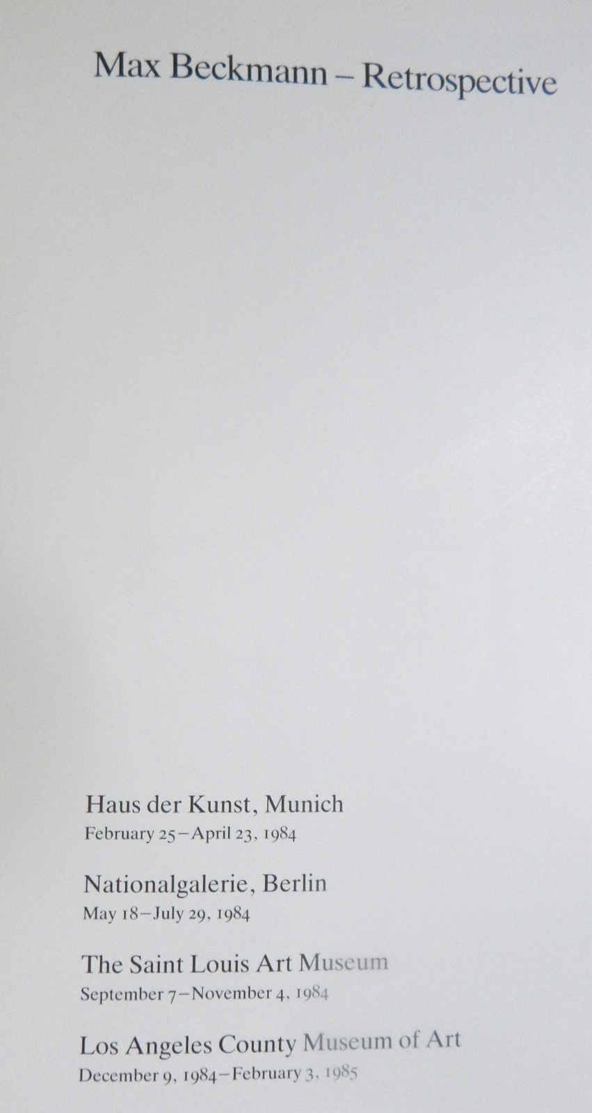 MAX BECKMANN A RETROSPECTIVE art exhibition catalog St Louis 1984 1E HC
