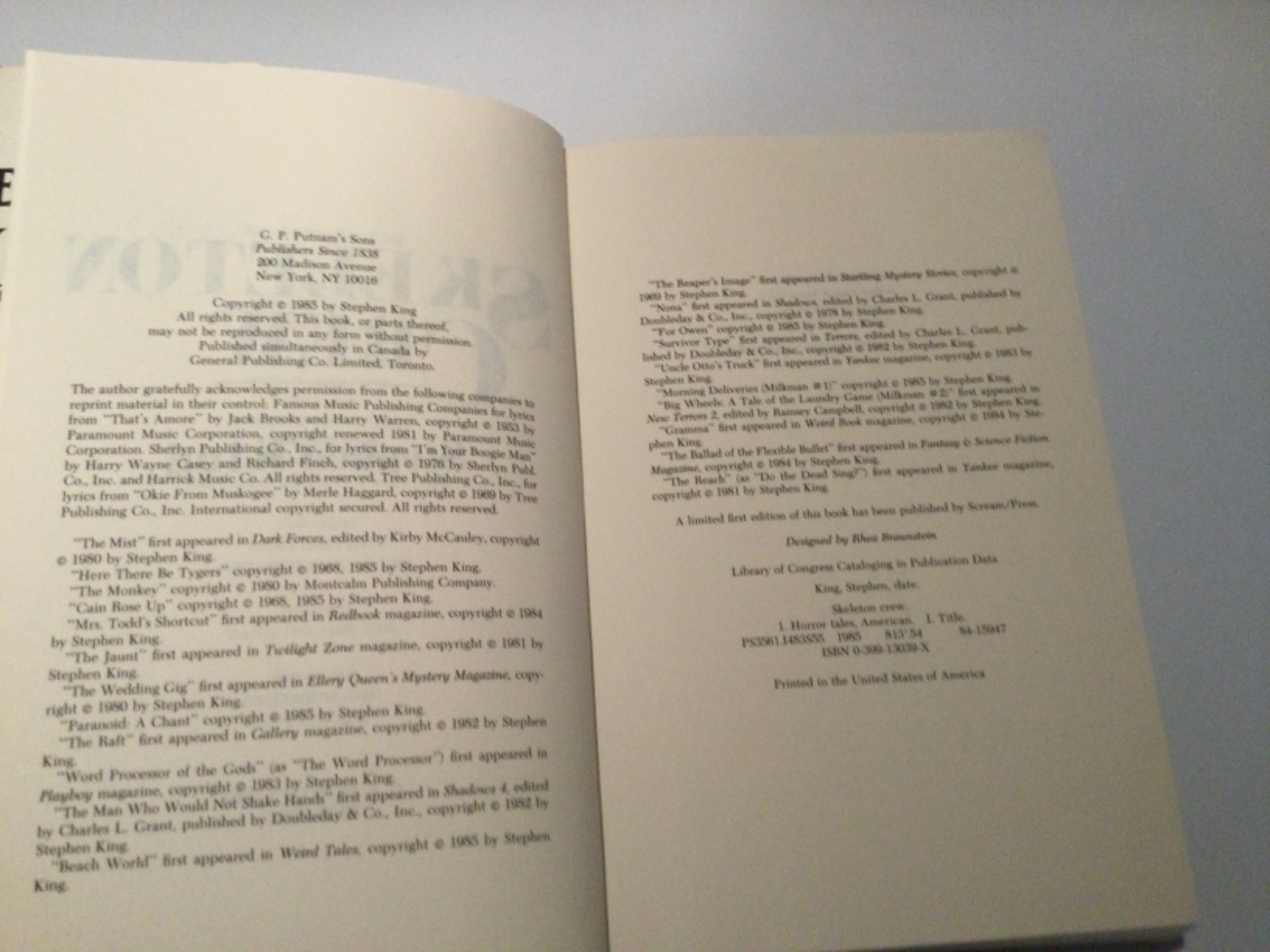 Skeleton Crew Stephen King 1985 Hardcover BCE Vintage Book Club Edition