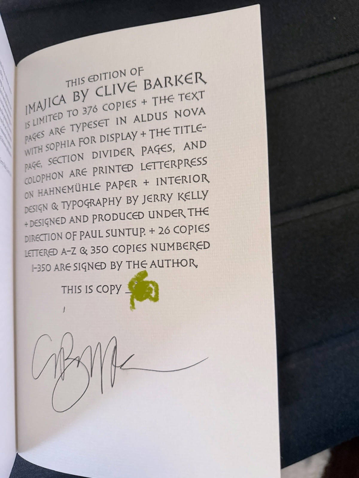 IMAJICA Signed by CLIVE BARKER SUNTUP NUMBERED Plus imaginer rare Prints