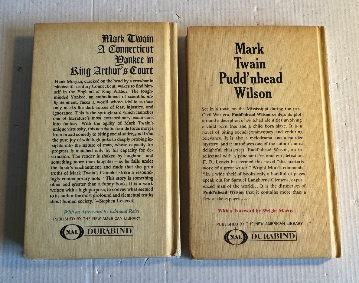 Mark Twain Pudd’nhead Wilson + Connecticut Yankee Lot Durabind Hardcover 1960s