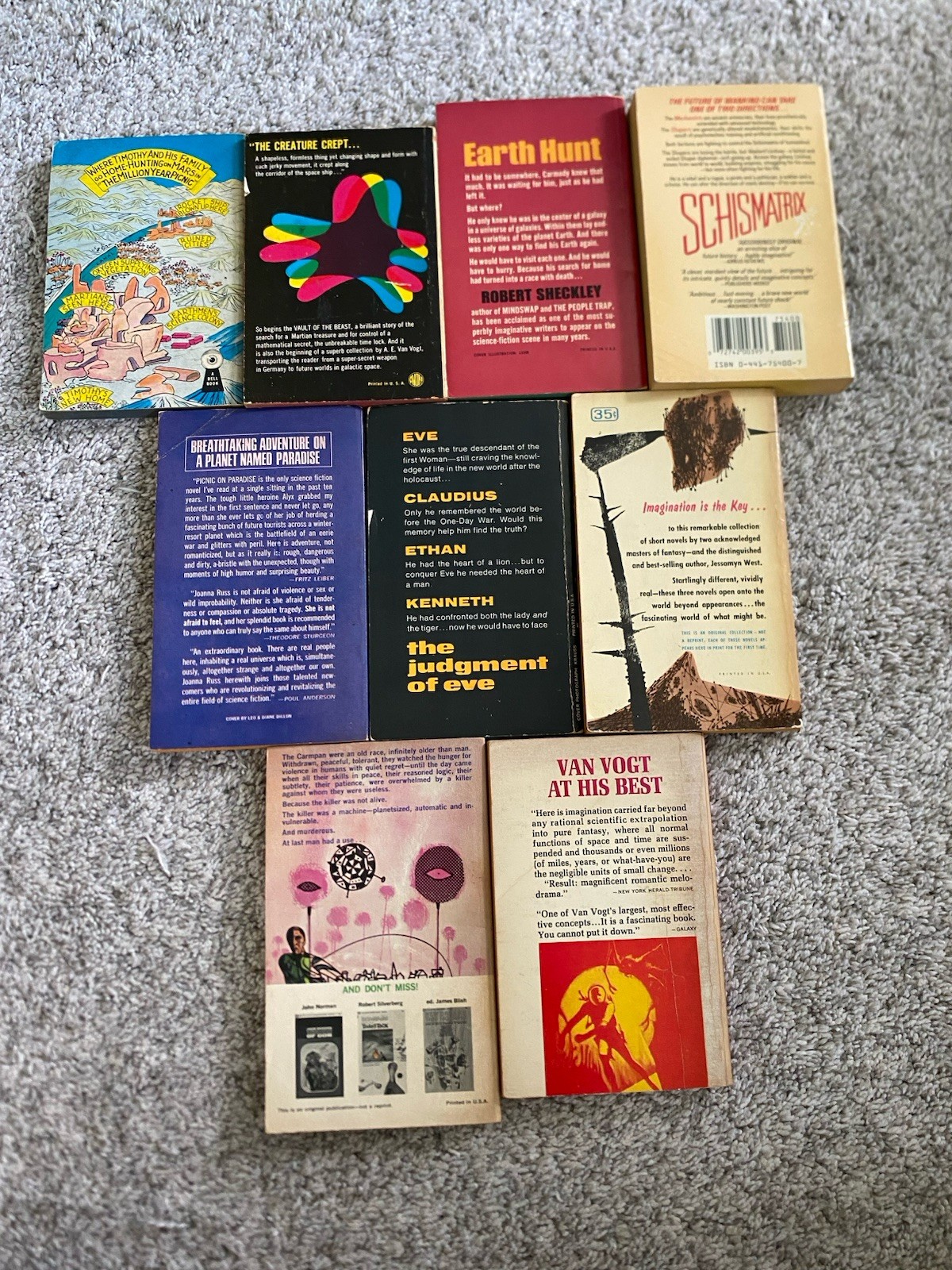 Lot Of 9 Vtg 50s 60s 70s Sci-fi Fantasy Horror Pulp Fiction Paperback Novels