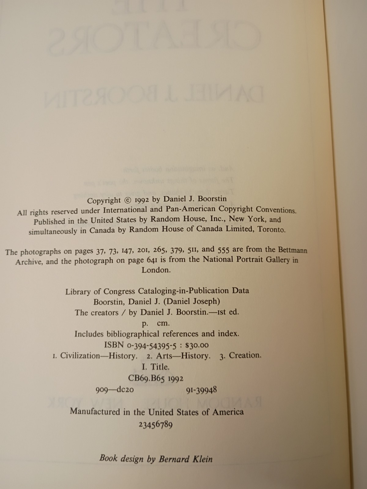The Creators by Daniel J. Boorstin First Edition 1992, Hardcover, Dust Jacket