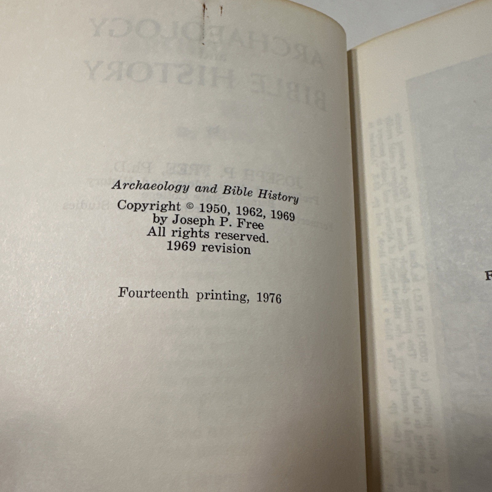 Archaeology and Bible History by Joseph P. Free 1969 Revision 14th Print 1976 PB