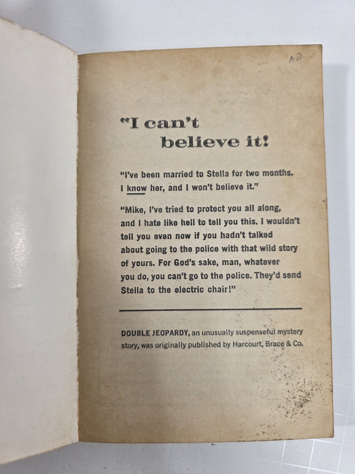 Double Jeopardy Permabook Aug 1961 Edwin Lanham Mystery Cover Harry Bennett