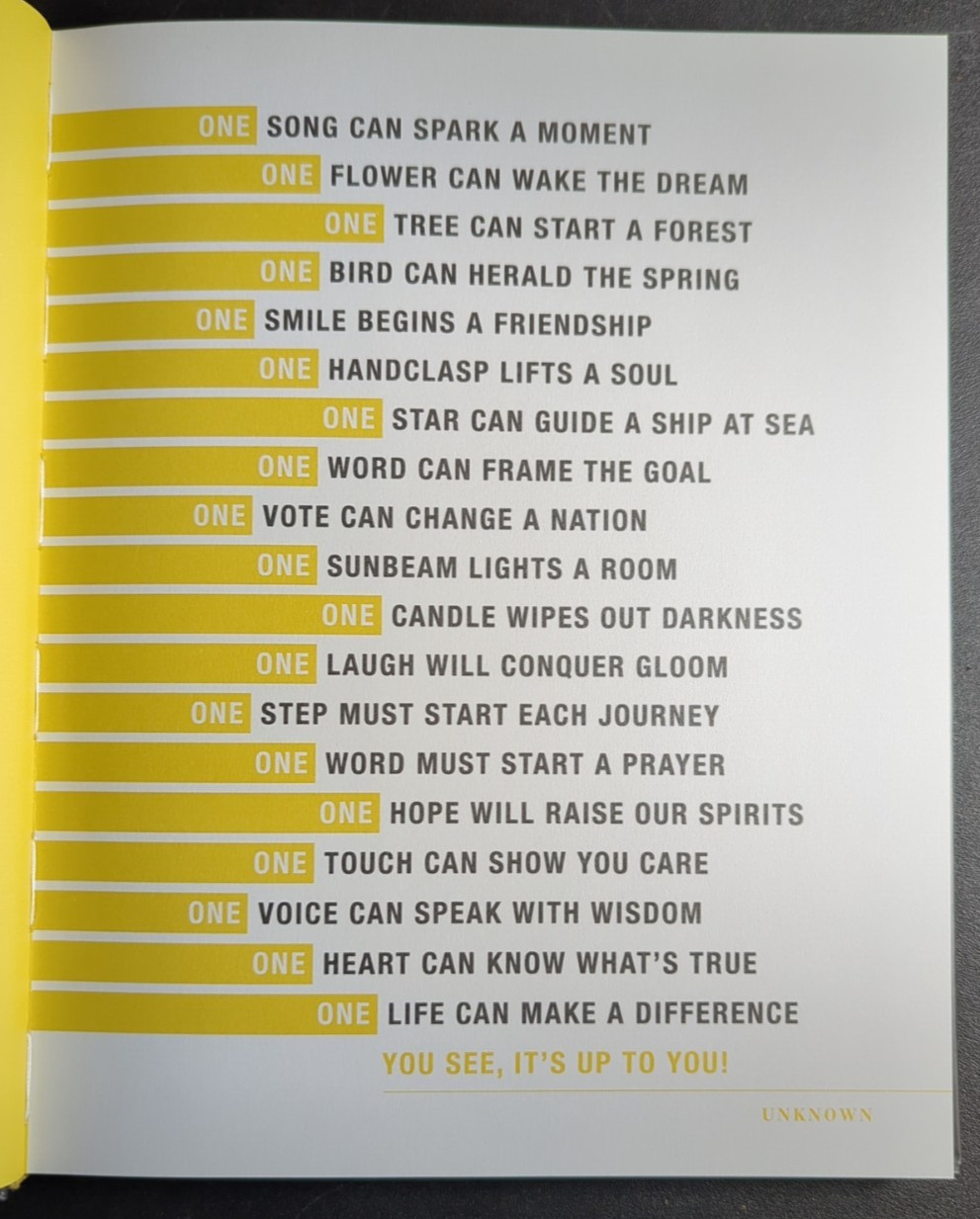 One: How Many People Does It Take to Make a Difference? [HC] First Printing