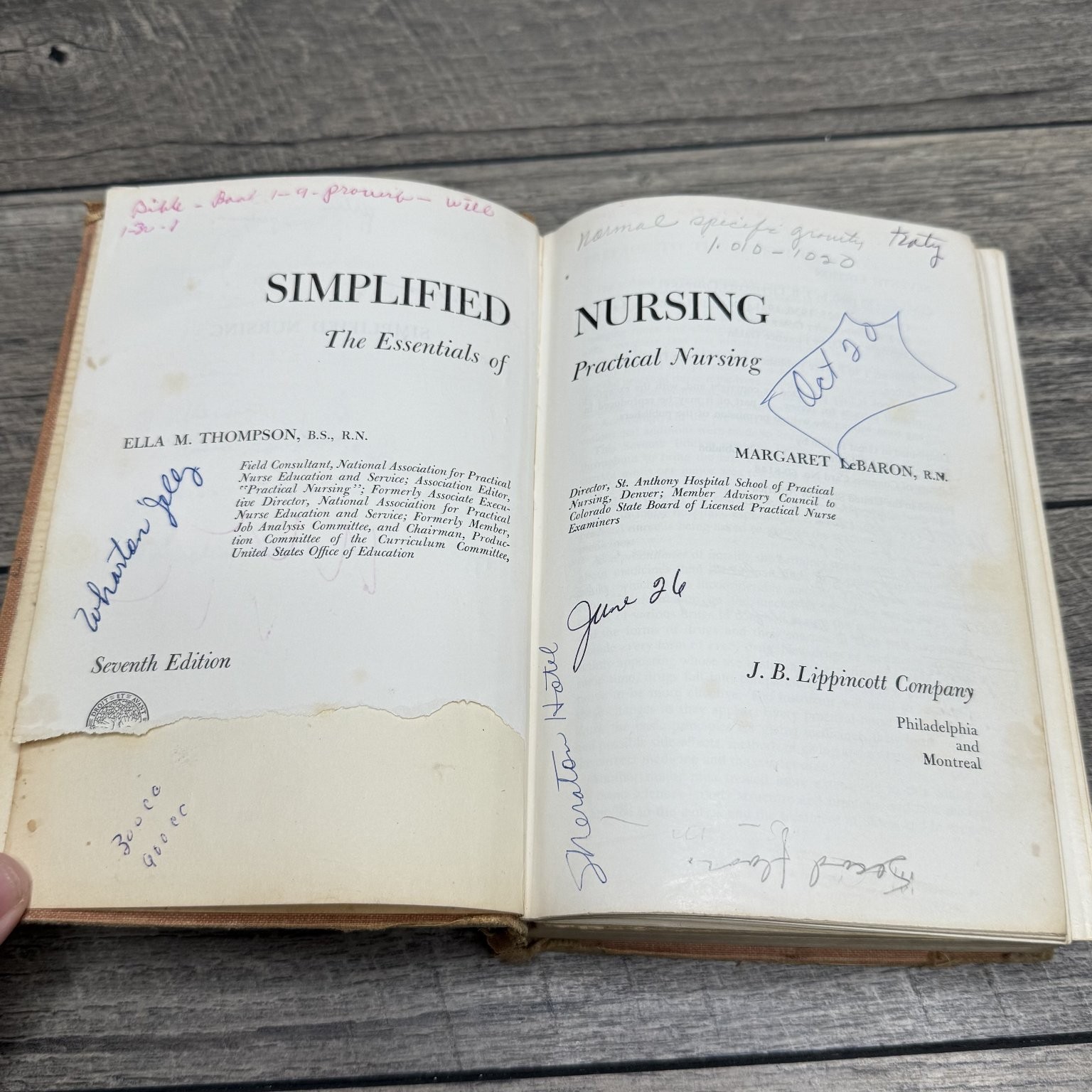 Simplified Nursing Thompson LeBaron 1960 7th Ed Medical Textbook Lippincott