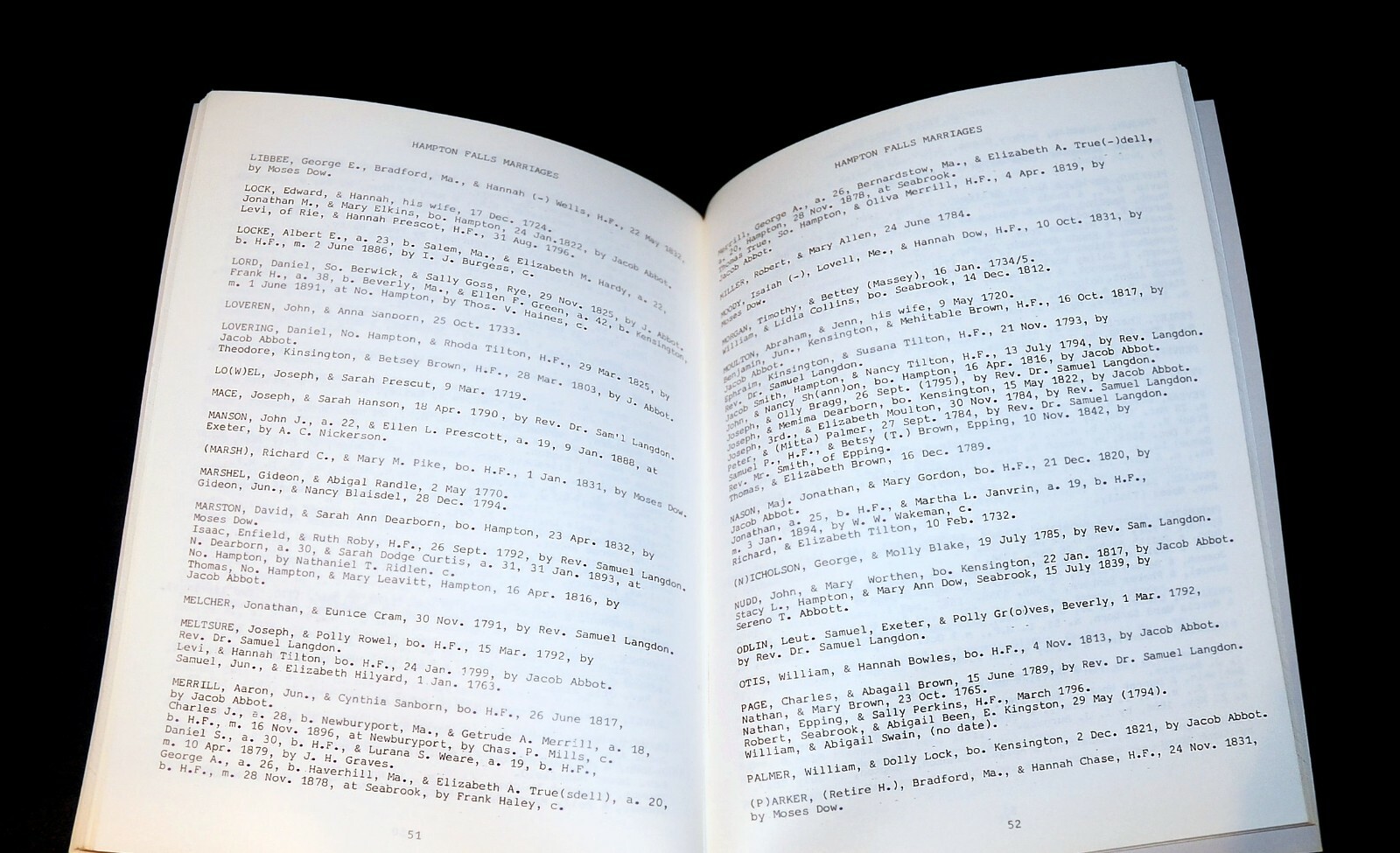 ‘Hampton Falls NH Vital Statistics’ Town Records thru 1899 by Nichipar 184 Pages