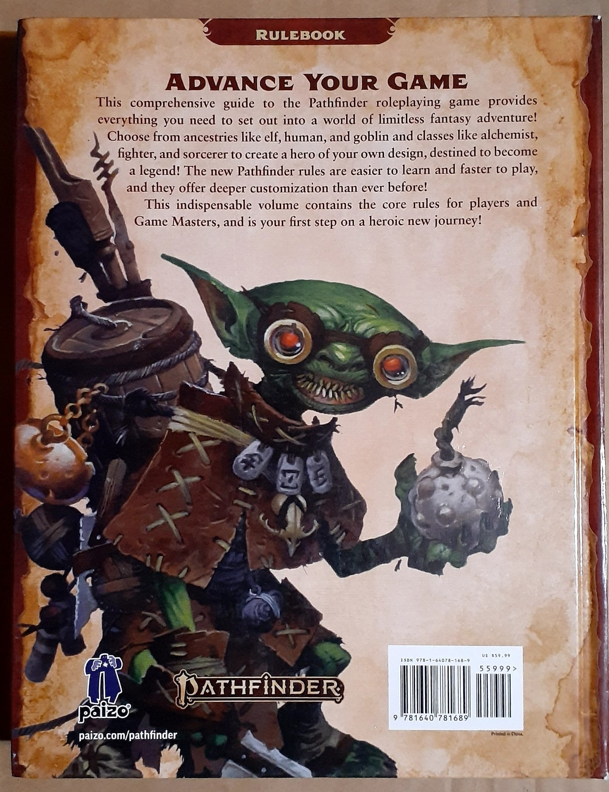 Pathfinder Core Rulebook Second Edition by Jason Bulmahn 2019 Hardcover Book