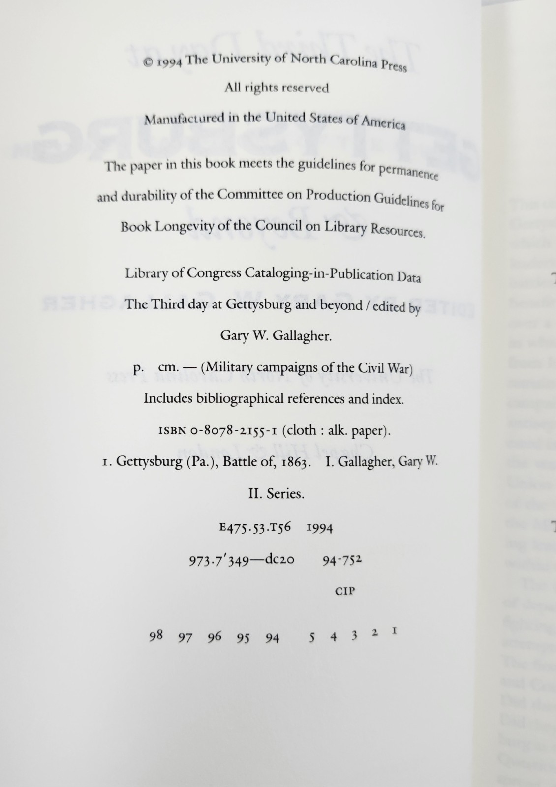Third Day at Gettysburg and Beyond by Gary W. Gallagher (1994 HC) Civil War