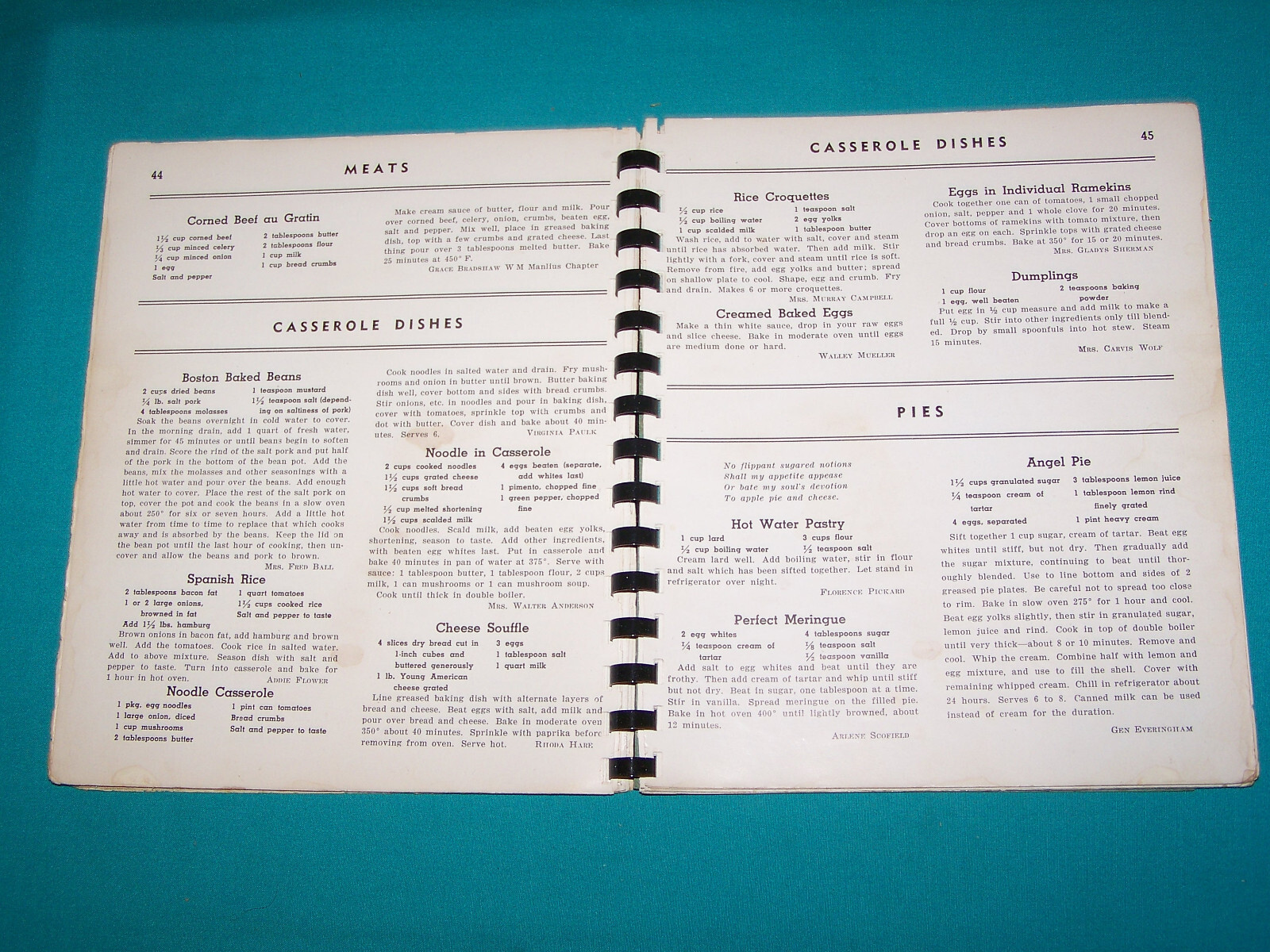 Centerville Chapter 185 O.E.S. Cookbook 1948 North Syracuse New York